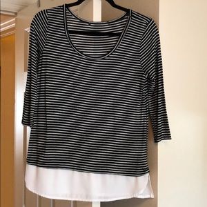 3/4 black and white shirt